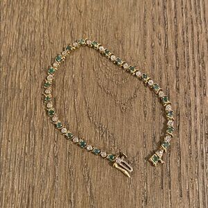 10k Gold Emerald Diamond Tennis Bracelet
